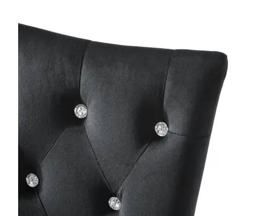 Valgomojo Kėdės, 4Vnt., Juodos Spalvos, Aksomas Valgomojo Kėdės, 4Vnt., Juodos Spalvos, Aksomas