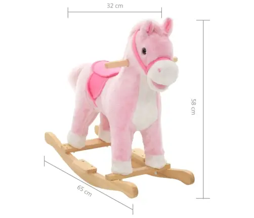 Bērnu Šūpuļzirdziņš, 65X32X58 Cm, Rozā Plīšs Vidaxl