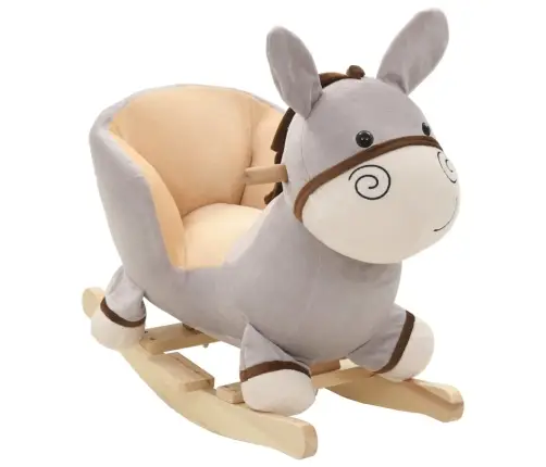 Rotaļu Šūpuļkrēsls Ar Atzveltni, 60X32X50 Cm, Ēzelis, Pelēks Vidaxl