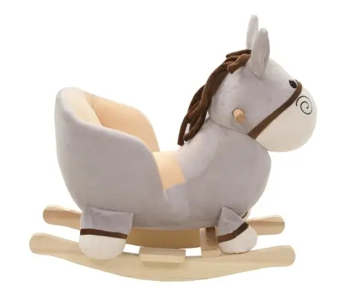 Rotaļu Šūpuļkrēsls Ar Atzveltni, 60X32X50 Cm, Ēzelis, Pelēks Vidaxl