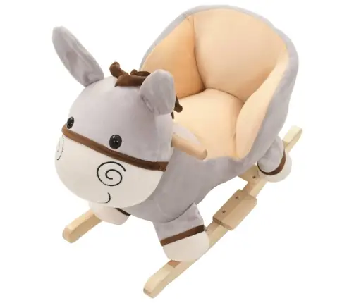 Rotaļu Šūpuļkrēsls Ar Atzveltni, 60X32X50 Cm, Ēzelis, Pelēks Vidaxl