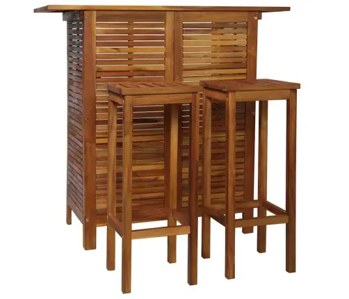 Baro Stalo Ir Kėdžių Komplektas, 3D., Akacijos Medienos Masyvas