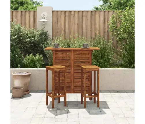 Baro Stalo Ir Kėdžių Komplektas, 3D., Akacijos Medienos Masyvas