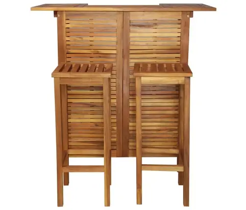 Baro Stalo Ir Kėdžių Komplektas, 3D., Akacijos Medienos Masyvas