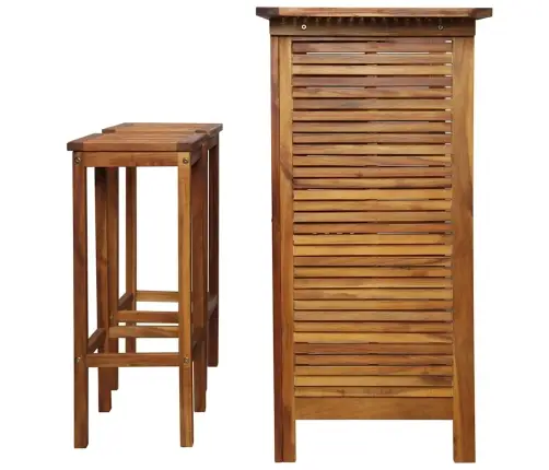 Baro Stalo Ir Kėdžių Komplektas, 3D., Akacijos Medienos Masyvas