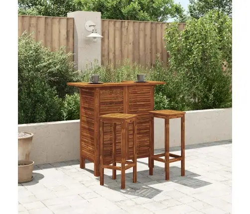 Baro Stalo Ir Kėdžių Komplektas, 3D., Akacijos Medienos Masyvas