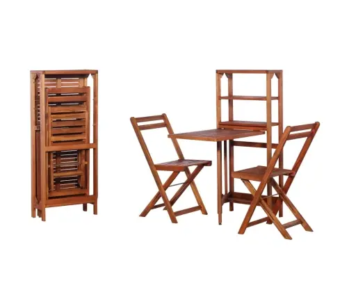 3-Daļīgs Bistro Mēbeļu Komplekts, Saliekams, Akācijas Masīvkoks Vidaxl