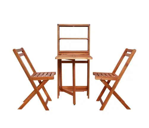 3-Daļīgs Bistro Mēbeļu Komplekts, Saliekams, Akācijas Masīvkoks Vidaxl