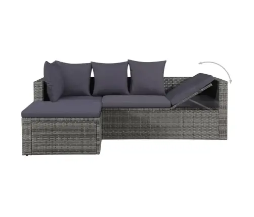 4-Osaline Aiamööblikomplekt Patjadega, Polürotang, Hall