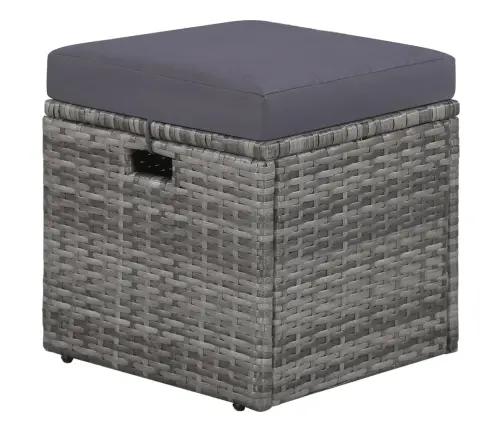 4-Osaline Aiamööblikomplekt Patjadega, Polürotang, Hall