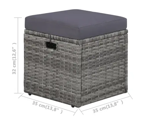 4-Osaline Aiamööblikomplekt Patjadega, Polürotang, Hall