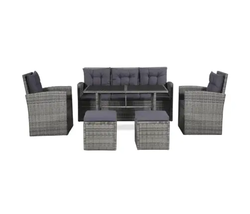 Sodo Poilsio Baldų Komplektas Su Pag., 6D., Pilk. Sp., Polir.