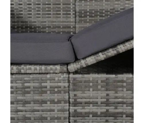 Dārza Gulta Ar Jumtiņu, Pelēka, 205X62 Cm, Pe Rotangpalma Vidaxl
