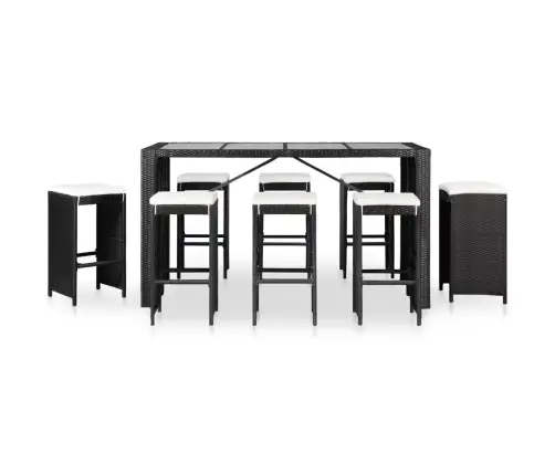 9-Osaline Aiamööblikomplekt, Polürotang, Must