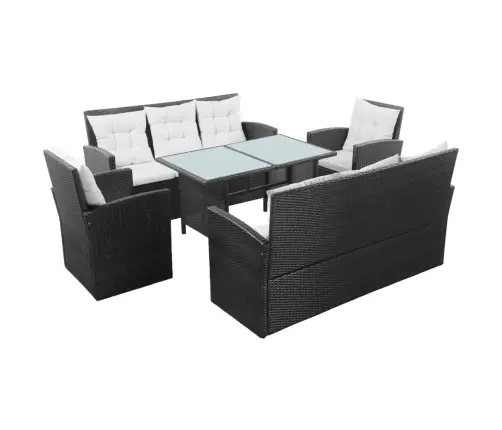 5-Daļīgs Dārza Atpūtas Mēbeļu Komplekts Ar Matračiem, Pe, Melns Vidaxl