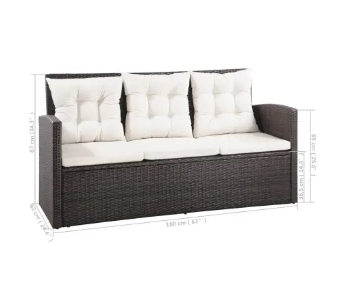 5-Daļīgs Dārza Atpūtas Mēbeļu Komplekts Ar Matračiem, Pe, Brūns Vidaxl