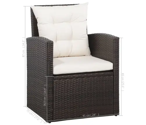 5-Daļīgs Dārza Atpūtas Mēbeļu Komplekts Ar Matračiem, Pe, Brūns Vidaxl