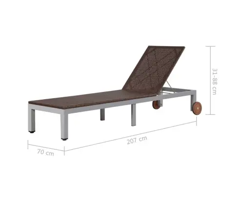 Sauļošanās Zvilnis Ar Riteņiem, Brūna Pe Rotangpalma Vidaxl