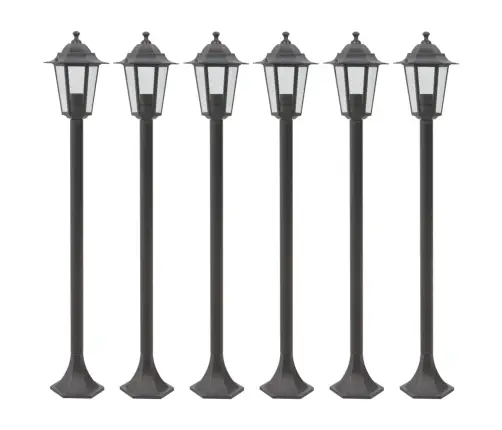 Dārza Lampas, 6 Gab., Bronzas Krāsa, 110 Cm, Alumīnijs, E27 Vidaxl