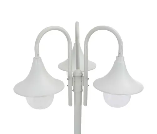 Dārza Laterna, 220 Cm, E27, 3 Lampas, Alumīnijs, Balts Vidaxl