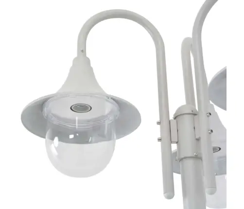 Dārza Laterna, 220 Cm, E27, 3 Lampas, Alumīnijs, Balts Vidaxl