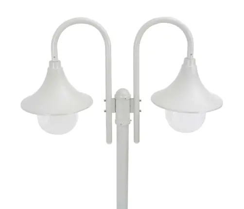 Sodo Šviestuvas, E27, 220cm Aliuminis, 2 Žibintai, Baltas