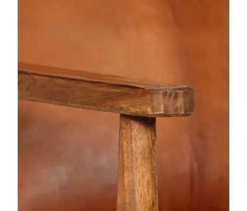 Atpūtas Krēsls, Brūna Dabīgā Āda, Akācijas Koks   Vidaxl