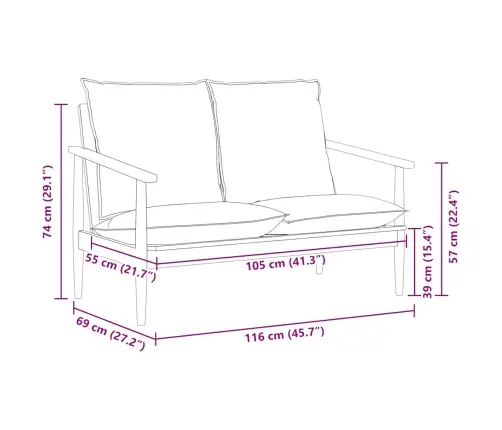 Divvietīgs Dīvāns, Brūns, Dabīgā Āda, Akācijas Koks Vidaxl