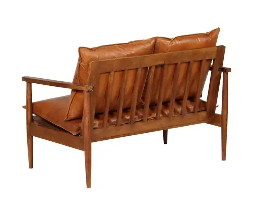 Divvietīgs Dīvāns, Brūns, Dabīgā Āda, Akācijas Koks Vidaxl