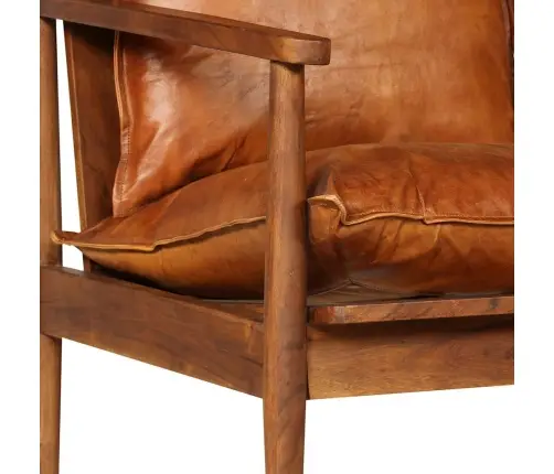 Divvietīgs Dīvāns, Brūns, Dabīgā Āda, Akācijas Koks Vidaxl