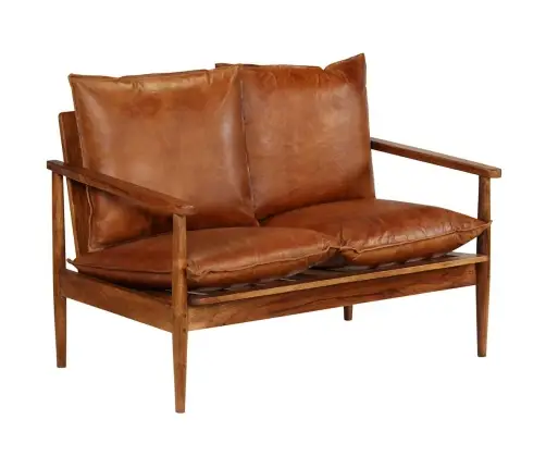 Divvietīgs Dīvāns, Brūns, Dabīgā Āda, Akācijas Koks Vidaxl