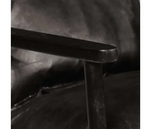 Divvietīgs Dīvāns, Melna Dabīgā Āda, Akācijas Koks Vidaxl