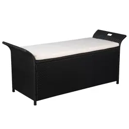 Suoliukas Daiktadėžė Su Pagalvėlėmis, 138cm Poliratan., Juodas
