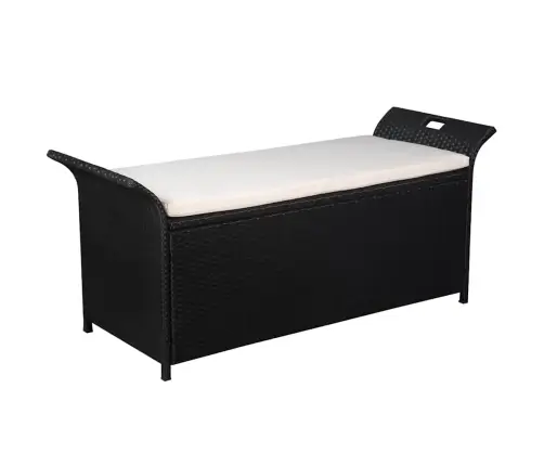 Suoliukas Daiktadėžė Su Pagalvėlėmis, 138cm Poliratan., Juodas