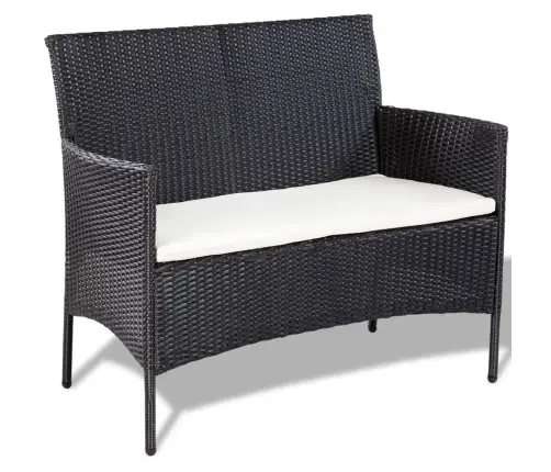 4-Daļīgs Dārza Atpūtas Mēbeļu Komplekts Ar Matračiem, Pe, Melns Vidaxl