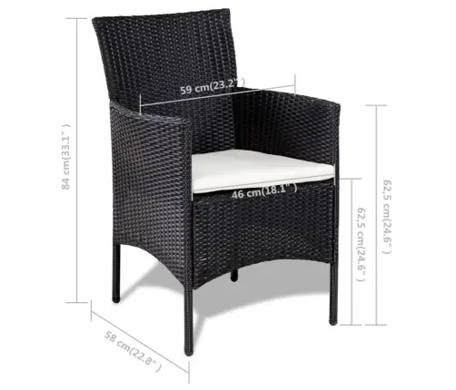 4-Daļīgs Dārza Atpūtas Mēbeļu Komplekts Ar Matračiem, Pe, Melns Vidaxl