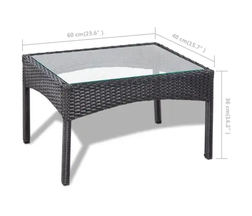 4-Daļīgs Dārza Atpūtas Mēbeļu Komplekts Ar Matračiem, Pe, Melns Vidaxl