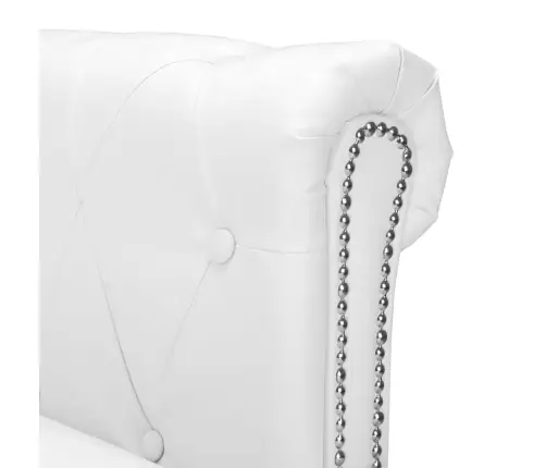 L-Kujuline Chesterfieldi Diivan Kunstnahast, Valge