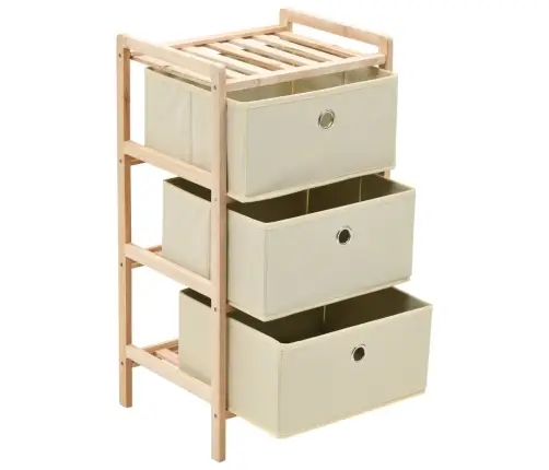 Plaukts Ar 3 Auduma Groziem, Ciedru Koks, Bēšs Vidaxl