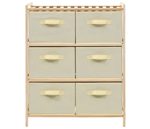 Plaukts Ar 6 Auduma Groziem, Bēšs, Ciedru Koks Vidaxl