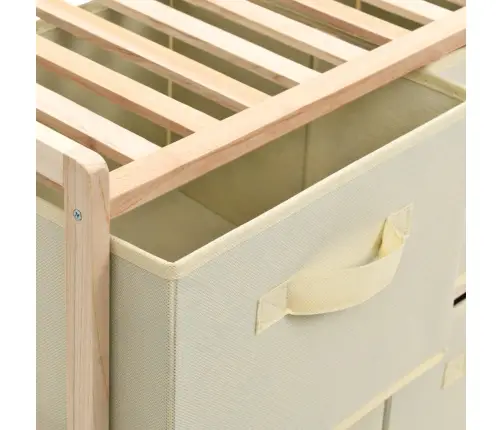 Plaukts Ar 6 Auduma Groziem, Bēšs, Ciedru Koks Vidaxl