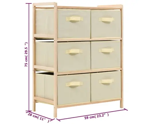 Plaukts Ar 6 Auduma Groziem, Bēšs, Ciedru Koks Vidaxl