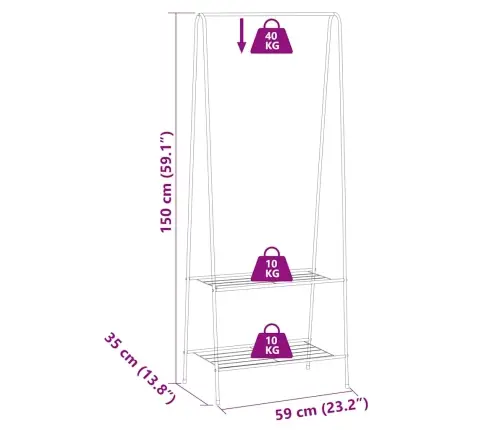 Drabužių Kabykla, 59X35X150cm Juoda