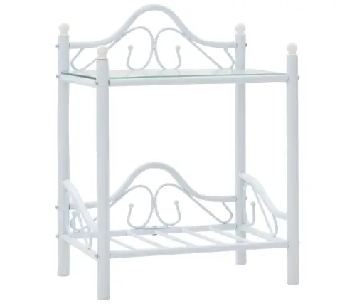 Naktsgaldiņš, 45X30,5X60 Cm, Tērauds, Rūdīts Stikls, Balts Vidaxl