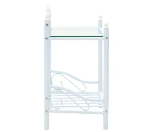 Naktsgaldiņš, 45X30,5X60 Cm, Tērauds, Rūdīts Stikls, Balts Vidaxl