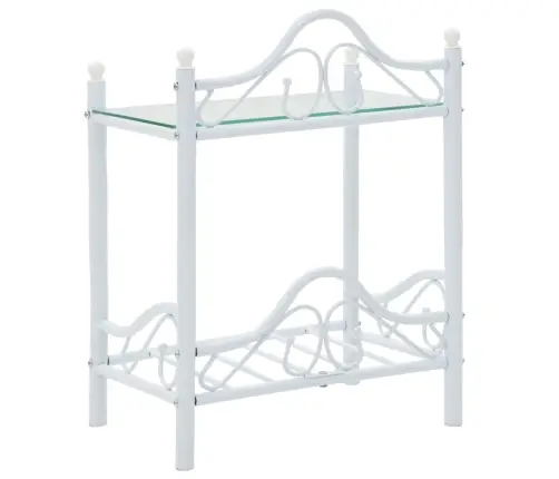 Naktsgaldiņš, 45X30,5X60 Cm, Tērauds, Rūdīts Stikls, Balts Vidaxl