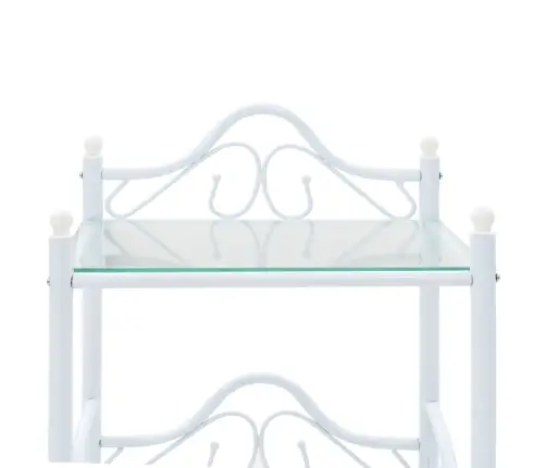 Naktsgaldiņš, 45X30,5X60 Cm, Tērauds, Rūdīts Stikls, Balts Vidaxl