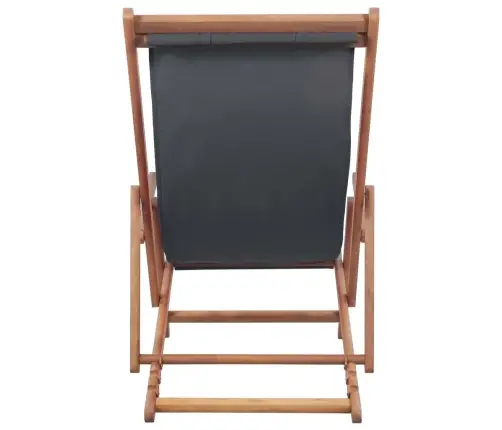 Saliekams Pludmales Krēsls, Pelēks Audums, Koka Rāmis Vidaxl