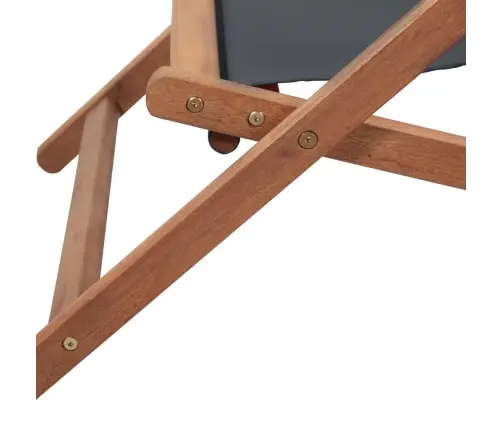 Saliekams Pludmales Krēsls, Pelēks Audums, Koka Rāmis Vidaxl