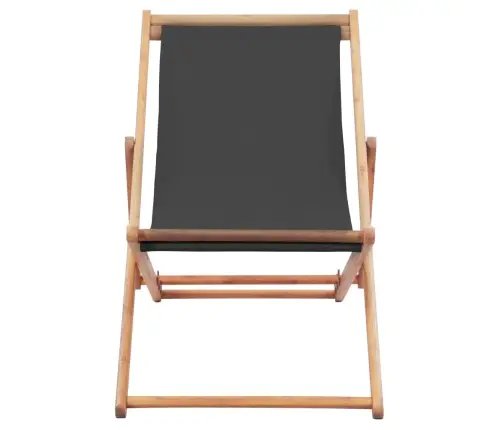 Salokāms Pludmales Krēsls, Pelēks Audums, Koka Rāmis Vidaxl